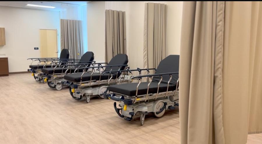 Hospital stretchers in lab setting
